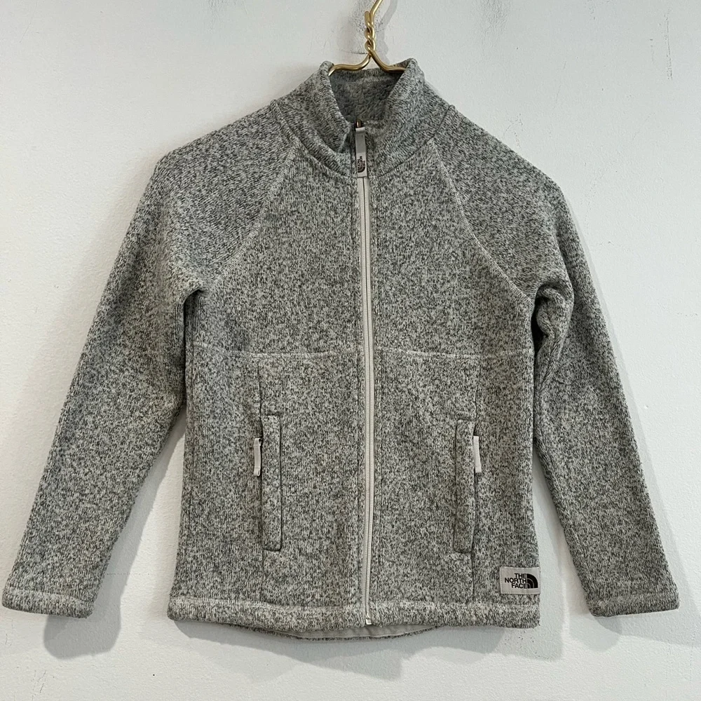 The North Face V5801 Girls Crescent Full Zip Sweater S 7-8Vintage White Heather